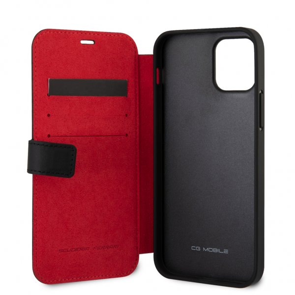 Ferrari iPhone 12/iPhone 12 Pro Fodral Logo Perforerad Svart