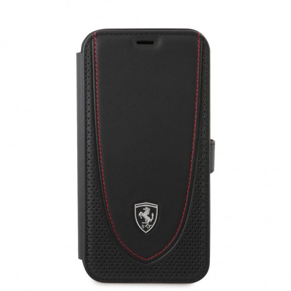 Ferrari iPhone 12/iPhone 12 Pro Fodral Logo Perforerad Svart