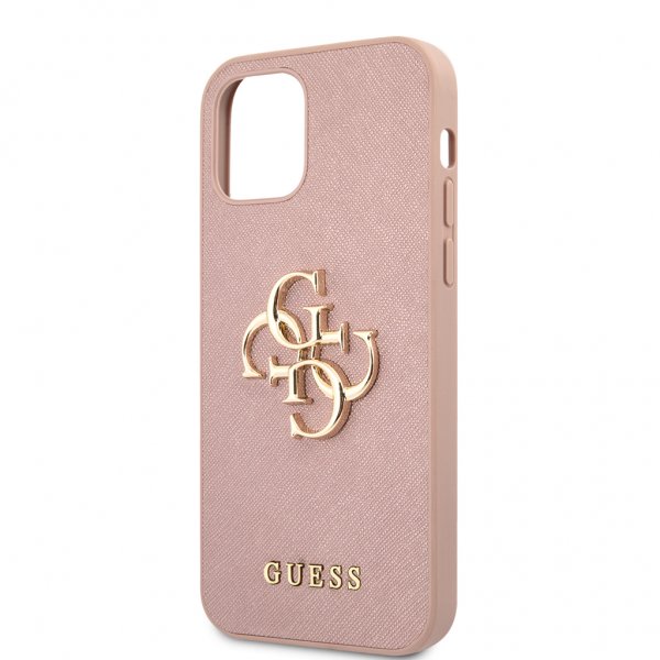 Guess iPhone 12/iPhone 12 Pro Skal 4G Logo Saffiano Rosa