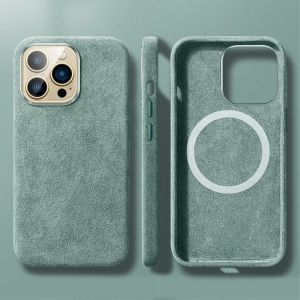 iPhone 12/iPhone 12 Pro Skal Alcantara MagSafe Grön