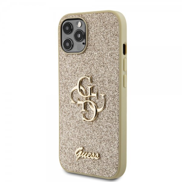 Guess iPhone 12/iPhone 12 Pro Skal Fixed Glitter Guld