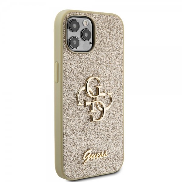 Guess iPhone 12/iPhone 12 Pro Skal Fixed Glitter Guld