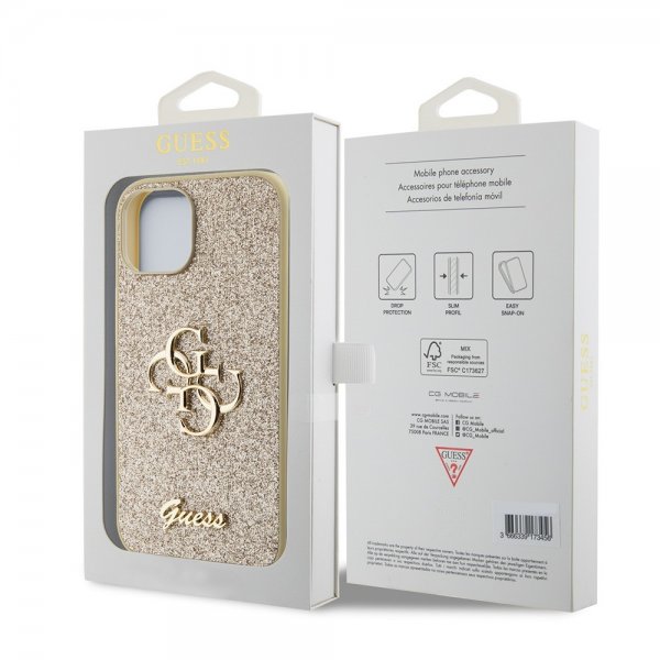 Guess iPhone 12/iPhone 12 Pro Skal Fixed Glitter Guld