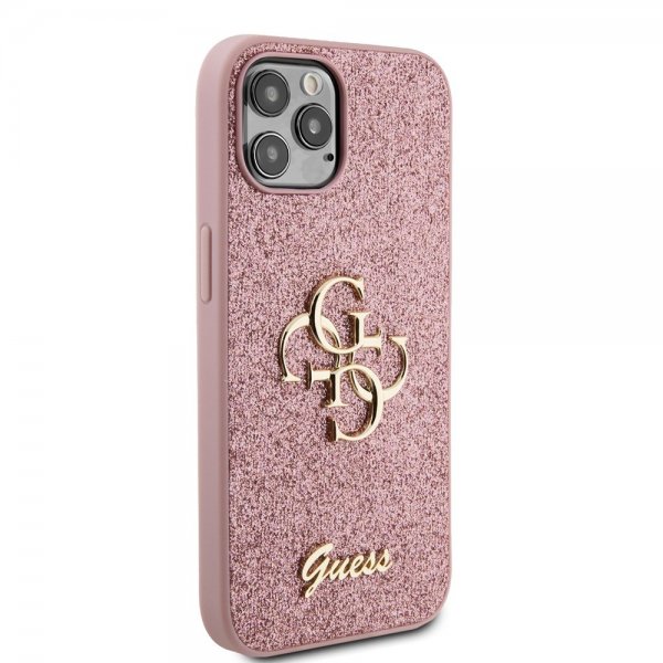 Guess iPhone 12/iPhone 12 Pro Skal Fixed Glitter Rosa