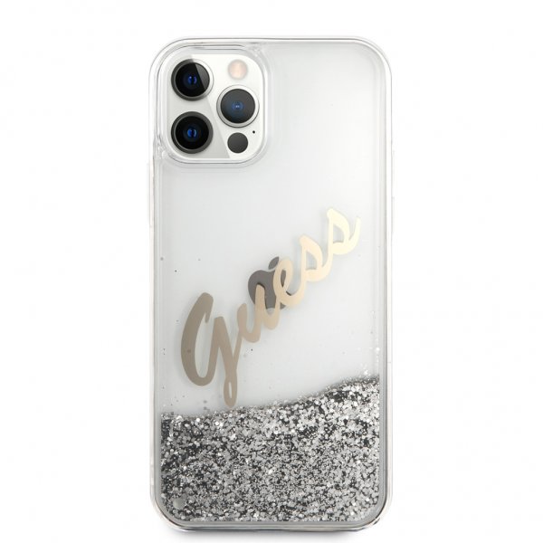 Guess iPhone 12/iPhone 12 Pro Skal Liquid Glitter Vintage Silver