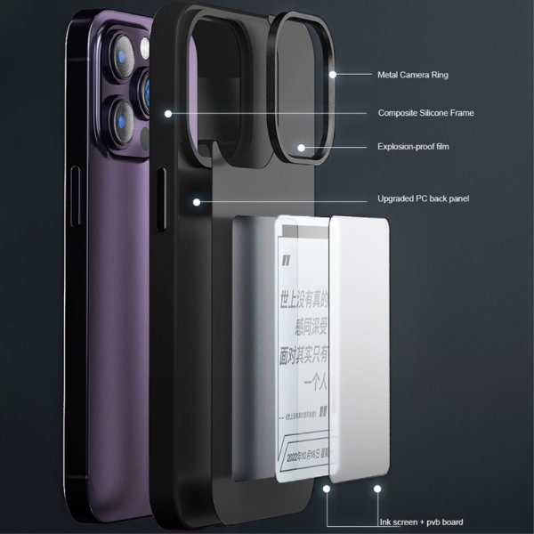 iPhone 12/iPhone 12 Pro Skal med Inbyggd Display E Ink Case Svart