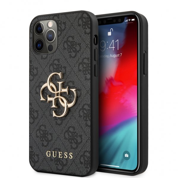 Guess iPhone 12/iPhone 12 Pro Skal Metal Logo Grå