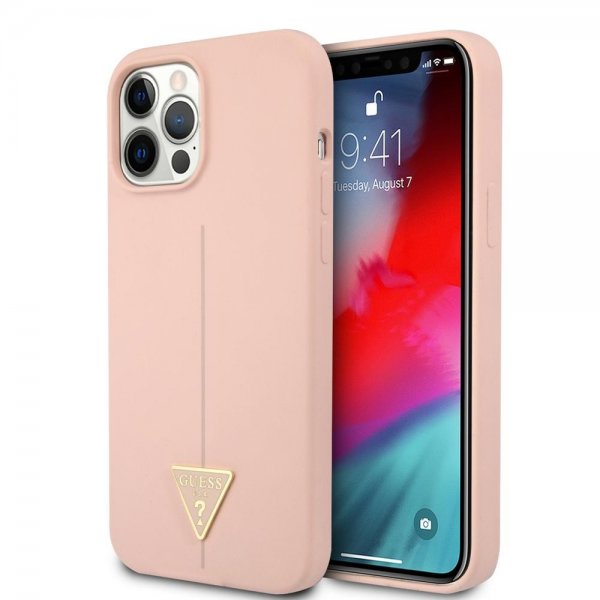 Guess iPhone 12/iPhone 12 Pro Skal Metal Triangle Rosa