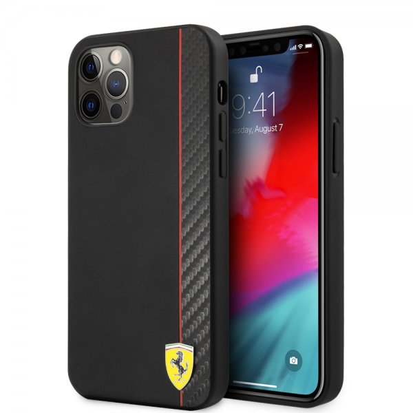Ferrari iPhone 12/iPhone 12 Pro Skal On Track Carbon Stripe Svart