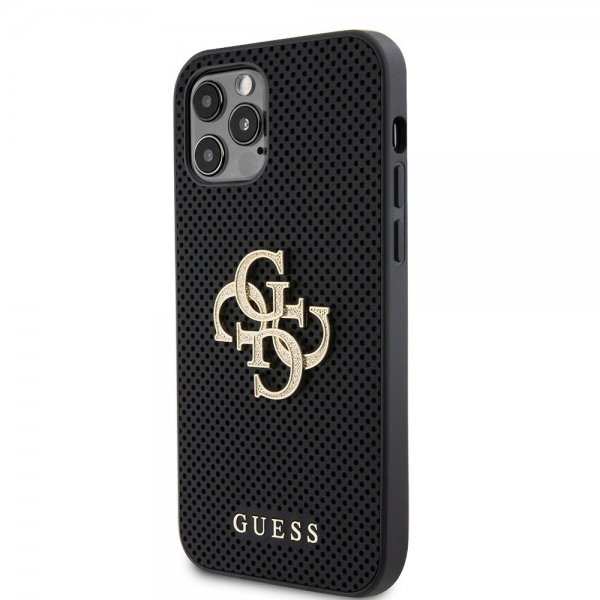 Guess iPhone 12/iPhone 12 Pro Skal Perforated Glitter Svart