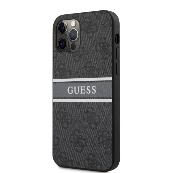 Guess iPhone 12/iPhone 12 Pro Skal Printed Stripe Grå