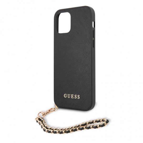 Guess iPhone 12/iPhone 12 Pro Skal Saffiano Chain Svart