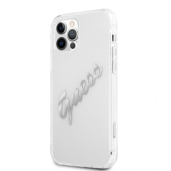 Guess iPhone 12/iPhone 12 Pro Skal Vintage Script Silver Klar