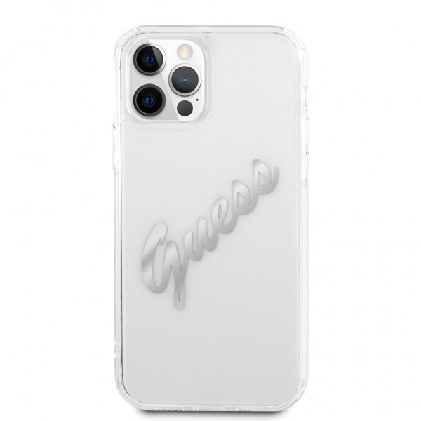 Guess iPhone 12/iPhone 12 Pro Skal Vintage Script Silver Klar