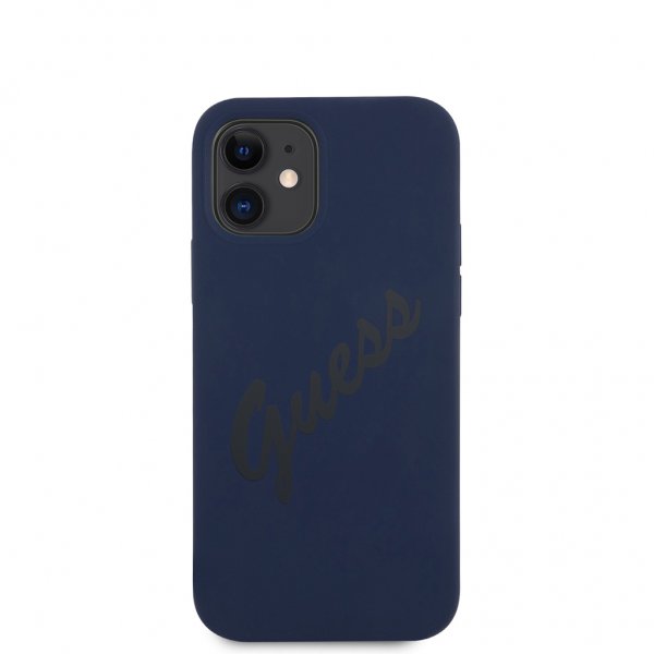 Guess iPhone 12/iPhone 12 Pro Skal Vintage Silicone Blå