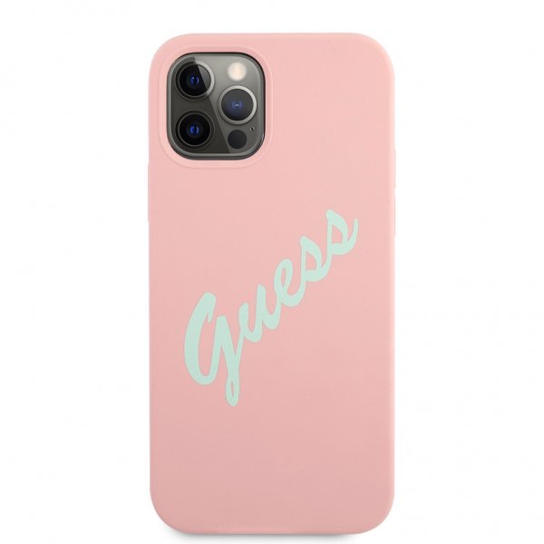 Guess iPhone 12/iPhone 12 Pro Skal Vintage Silicone Rosa