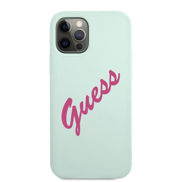 Guess iPhone 12/iPhone 12 Pro Skal Vintage Silicone Script Blå