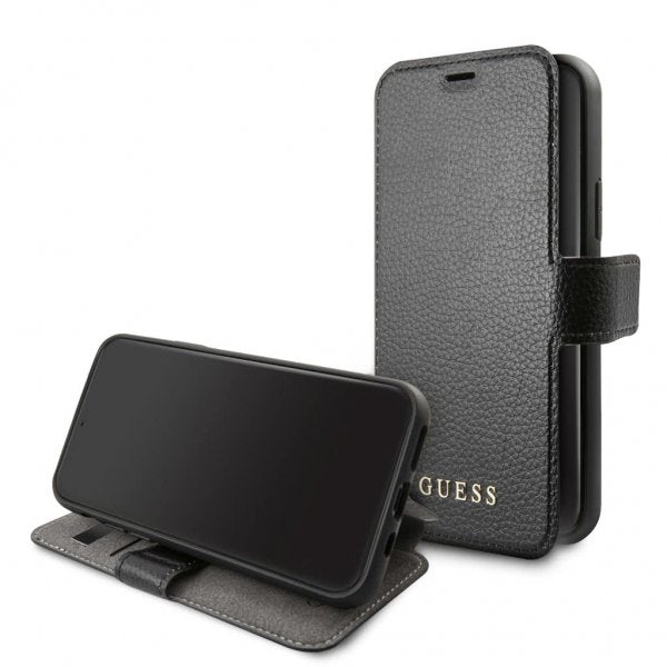 Guess iPhone 12/iPhone 12 Pro Fodral Lädertextur Svart