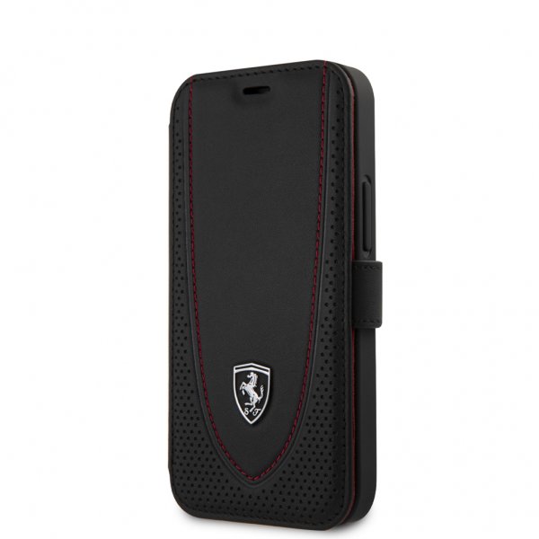 Ferrari iPhone 12 Mini Fodral Logo Perforerad Svart