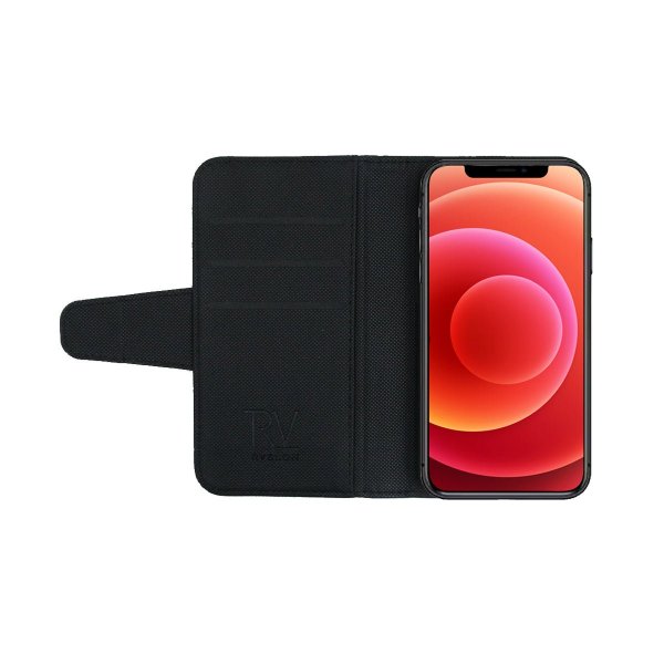 Rvelon iPhone 12 Mini Fodral Utfällbart Kortfack Svart