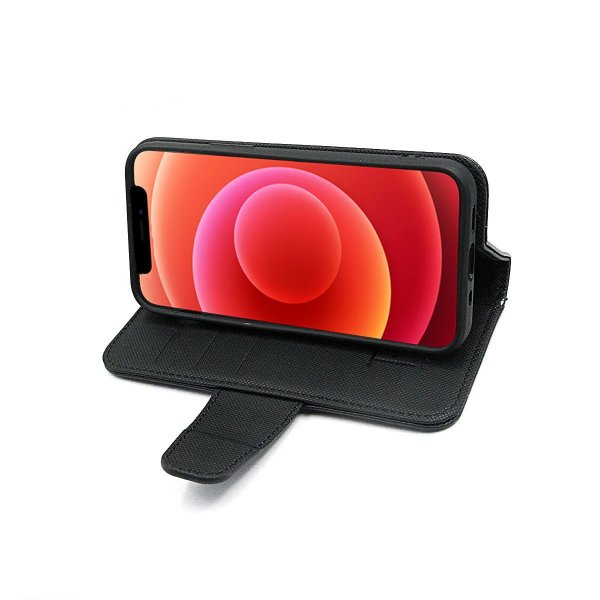 Rvelon iPhone 12 Mini Fodral Utfällbart Kortfack Svart