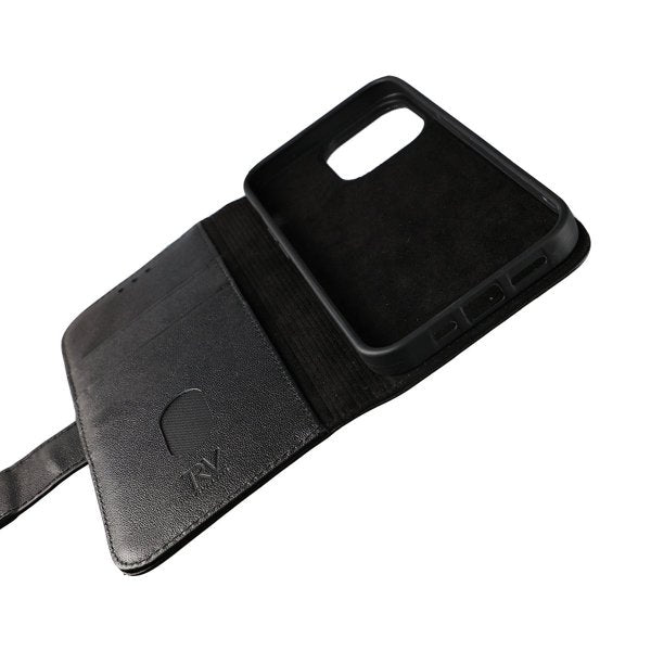 Rvelon iPhone 12 Mini Fodral Äkta Läder Svart