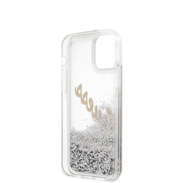 Guess iPhone 12 Mini Skal Liquid Glitter Vintage Silver
