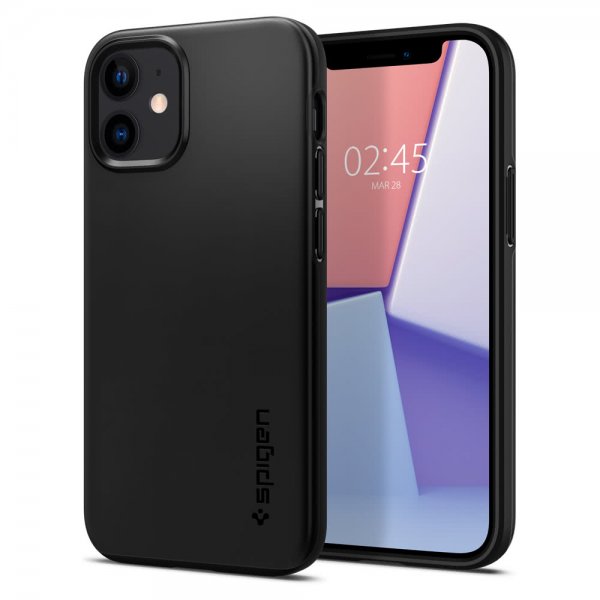 Spigen iPhone 12 Mini Skal Thin Fit Svart