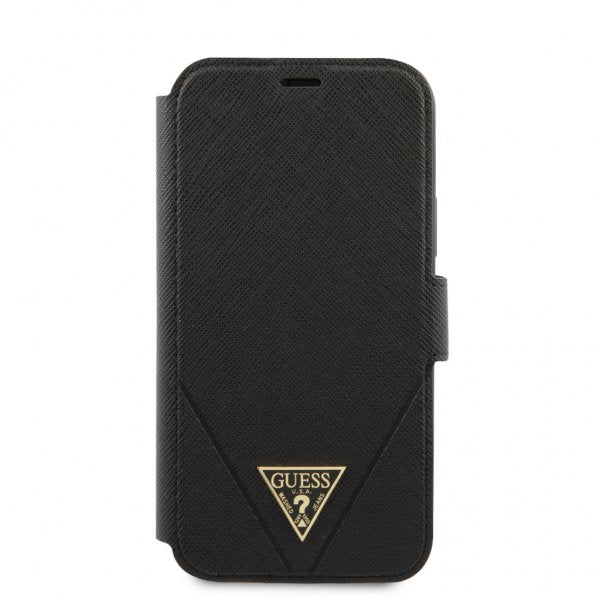 Guess iPhone 12 Pro Max Fodral Gold Triangle Saffiano Svart