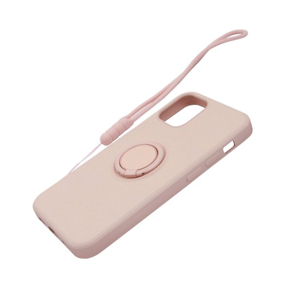 iPhone 12 Pro Max Skal Silikon med Ringhållare Rosa