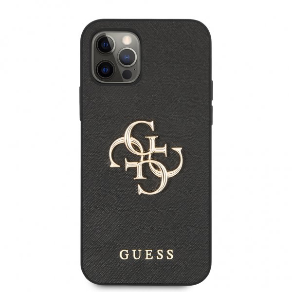 Guess iPhone 12 Pro Max Skal 4G Logo Saffiano Svart