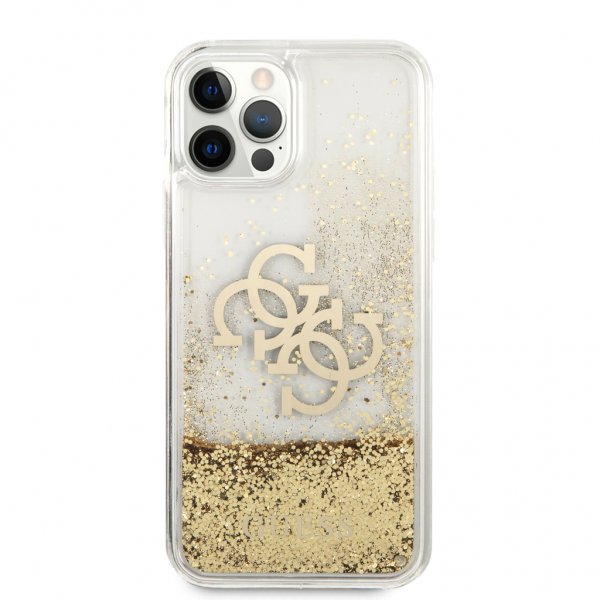 Guess iPhone 12 Pro Max Skal Liquid Glitter Guld Klar