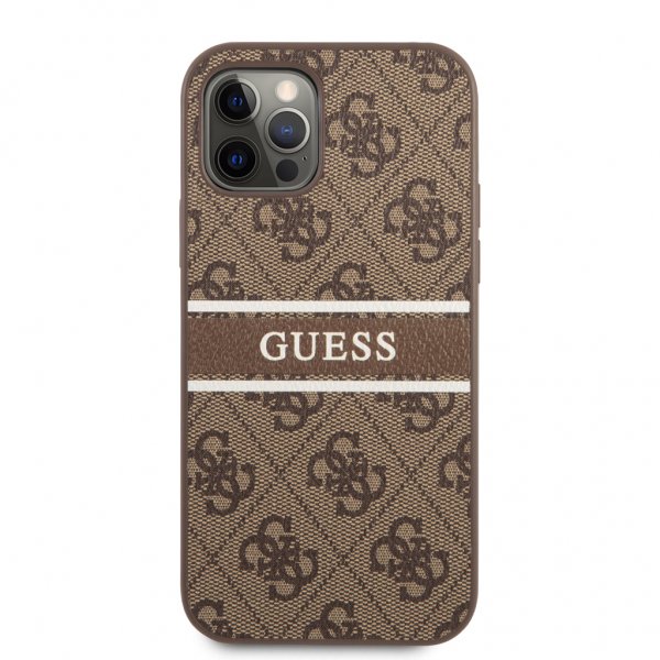 Guess iPhone 12 Pro Max Skal Printed Stripe Brun