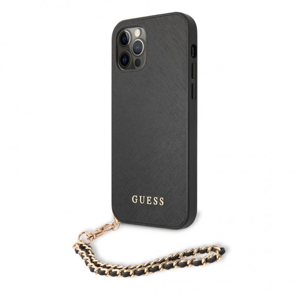 Guess iPhone 12 Pro Max Skal Saffiano Chain Svart