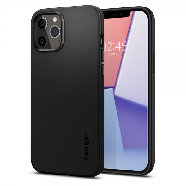 Spigen iPhone 12 Pro Max Skal Thin Fit Svart