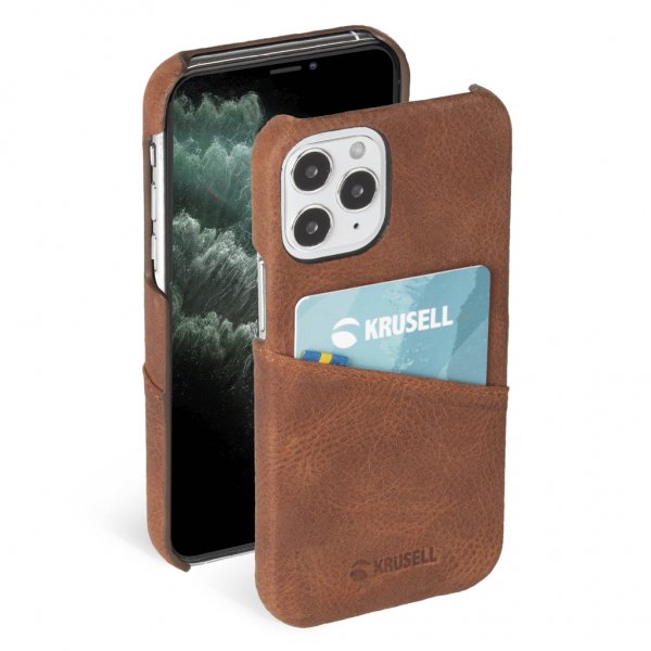 Krusell iPhone 12/iPhone 12 Pro Skal Sunne CardCover Vintage Cognac