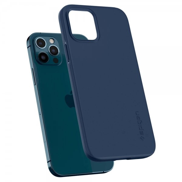Spigen iPhone 12 Skal Thin Fit Deep Blue