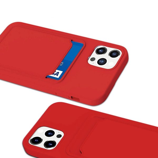 iPhone 12/iPhone 12 Pro Skal Korthållare Röd