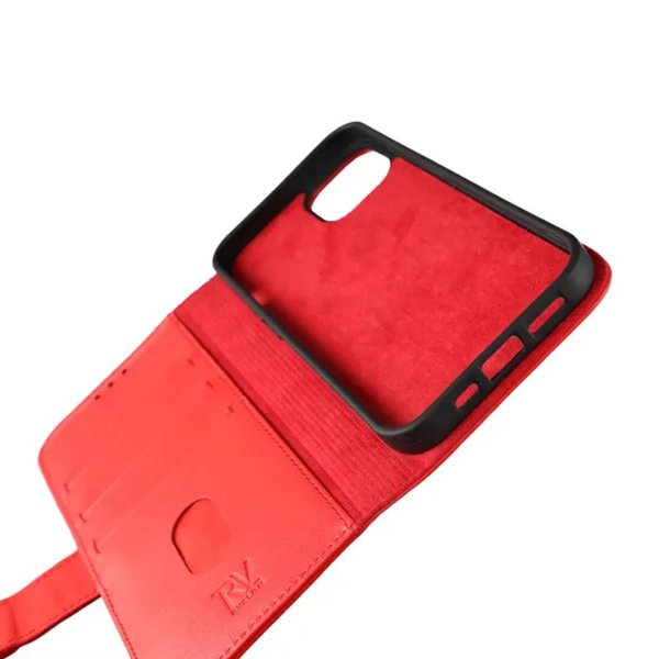 Rvelon iPhone 12/iPhone 12 Pro Fodral Äkta läder Kortfack Röd