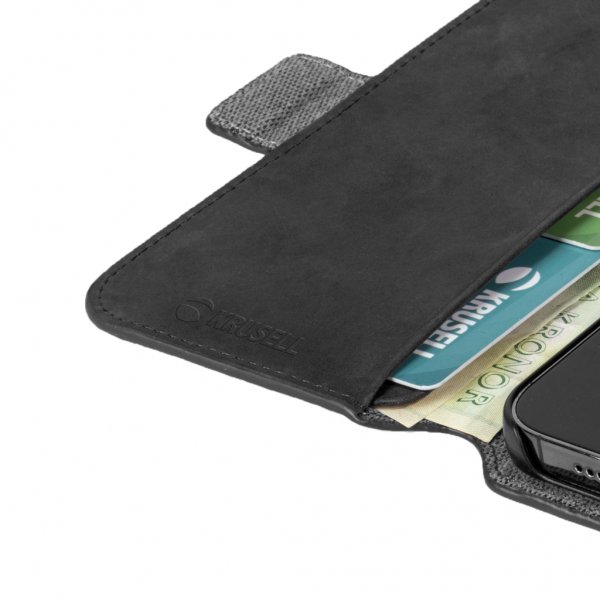 Krusell iPhone 13 Fodral Leather PhoneWallet Svart