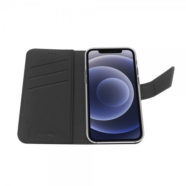 Celly iPhone 13 Fodral Wally Wallet Case Svart