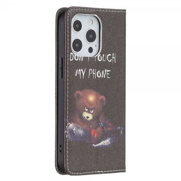 iPhone 13 Pro Fodral Flip Motiv Don't Touch My Phone Motorsåg