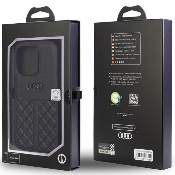 Audi iPhone 13/iPhone 13 Pro Skal Genuine Leather Case Svart