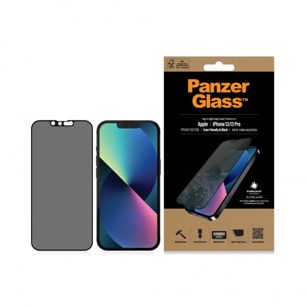 PanzerGlass iPhone 13/iPhone 13 Pro Skärmskydd Edge-to-Edge Case Friendly Privacy