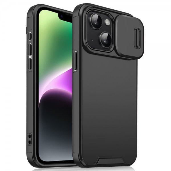 iPhone 13/iPhone 14 Skal Camera Slide Svart