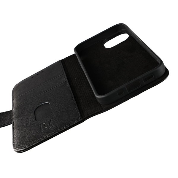 Rvelon iPhone 13 Mini Fodral Äkta Läder Svart