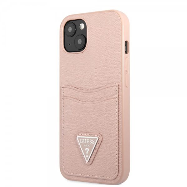 Guess iPhone 13 Mini Skal Saffiano Double Cardslot Rosa
