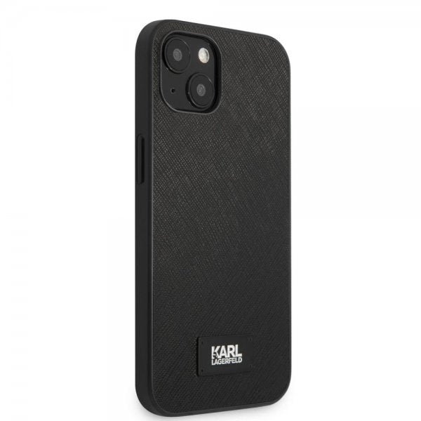 Karl Lagerfeld iPhone 13 Mini Skal Saffiano Metal Plaque Svart
