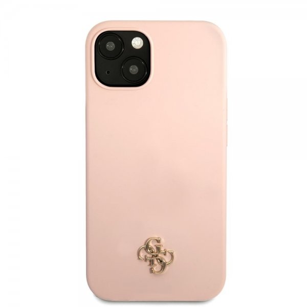 Guess iPhone 13 Mini Skal Silicone Metal Logo 4G Light Pink