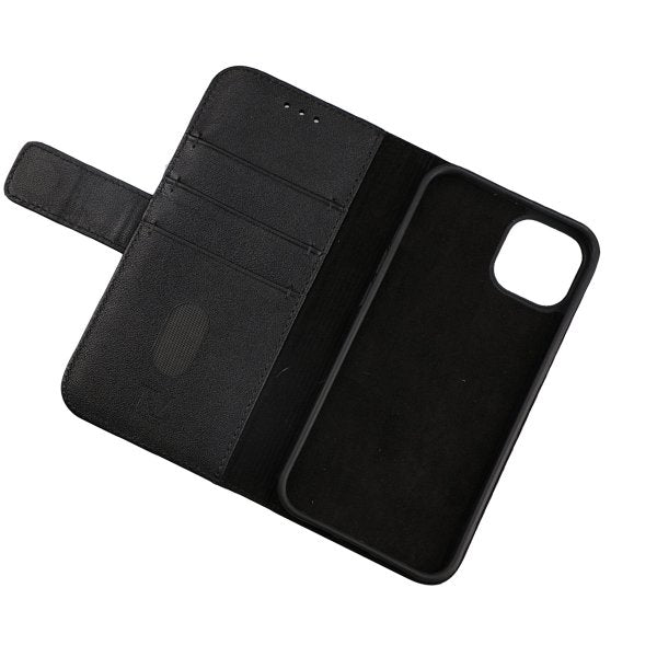 Rvelon iPhone 13 Fodral Äkta läder Kortfack Svart